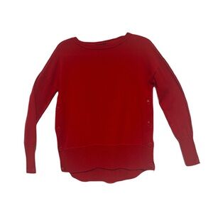 Tahari Vibrant Red Crew Neck Side Buttons Sweater